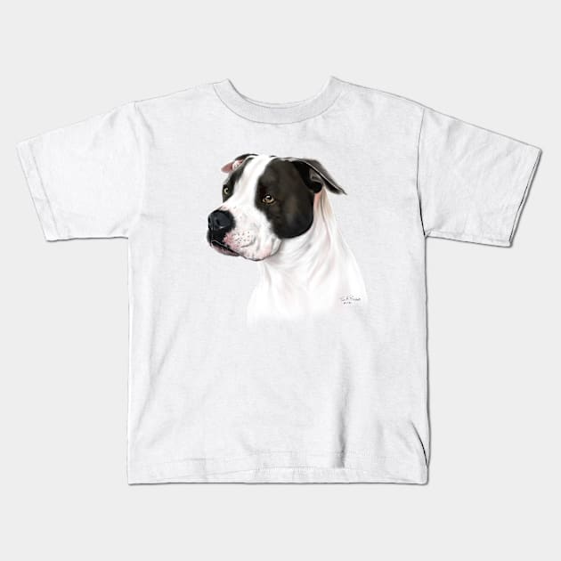 Pitbull Mix Drawing Kids T-Shirt by russodesign